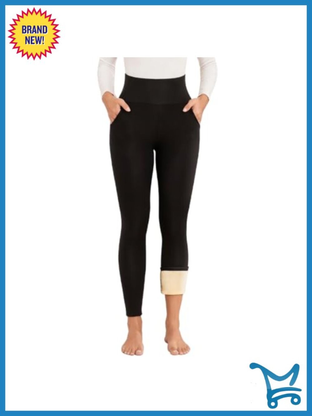 Fleece Lined Thermal Leggings High Waisted Tummy Control with Pockets